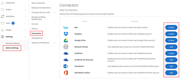 Connector dashboard