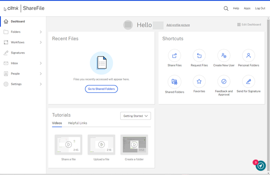 Sharefile dashboard